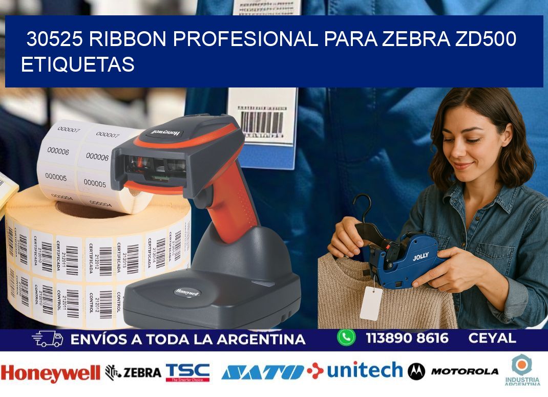 30525 ribbon profesional para zebra zd500 etiquetas