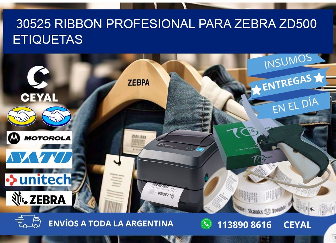 30525 ribbon profesional para zebra zd500 etiquetas