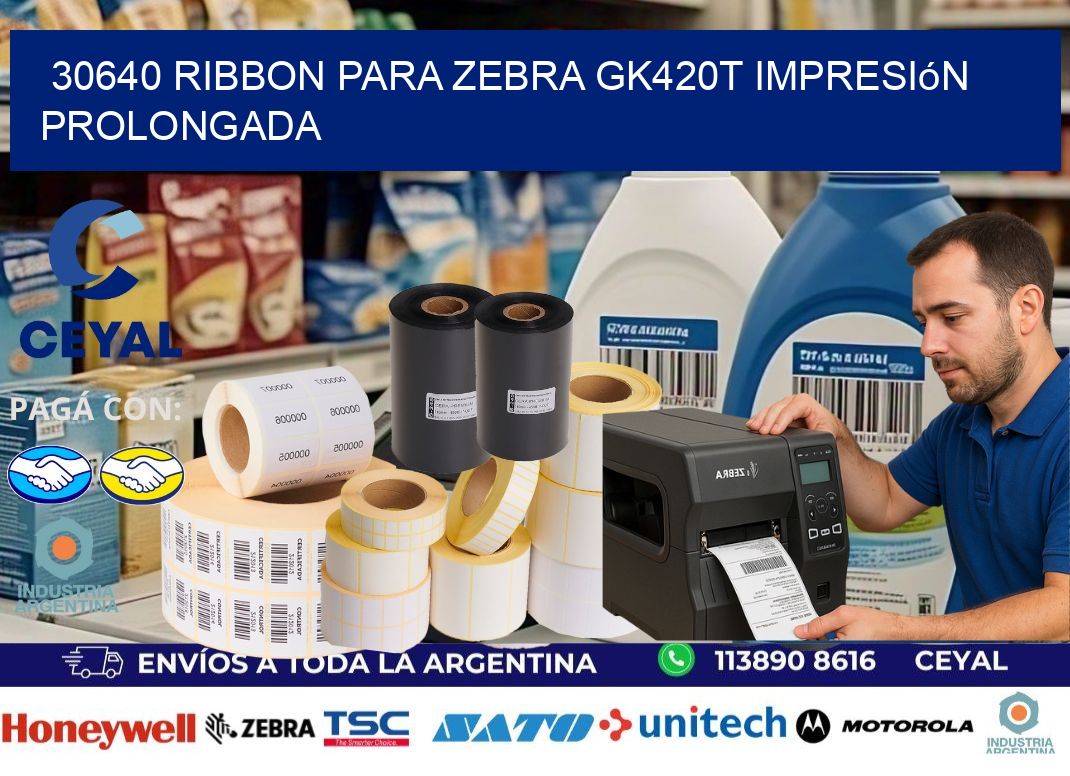 30640 ribbon para zebra gk420t impresión prolongada