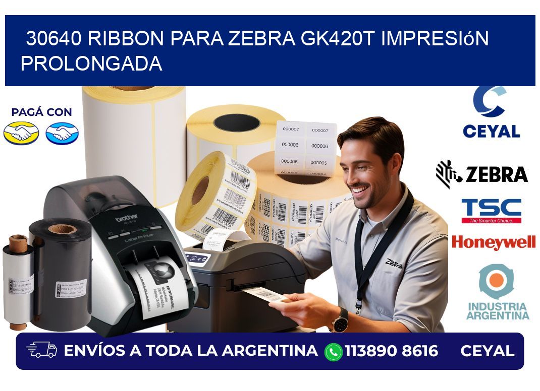 30640 ribbon para zebra gk420t impresión prolongada