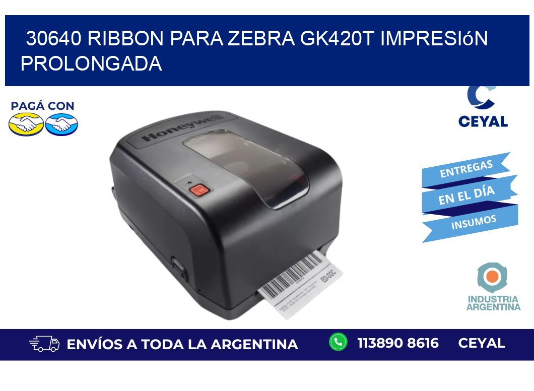 30640 ribbon para zebra gk420t impresión prolongada