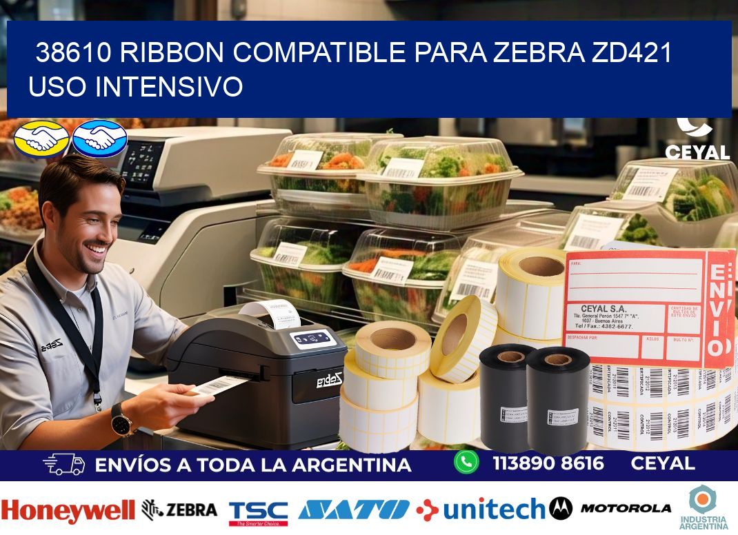 38610 ribbon compatible para zebra zd421 uso intensivo