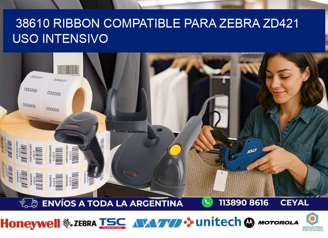 38610 ribbon compatible para zebra zd421 uso intensivo
