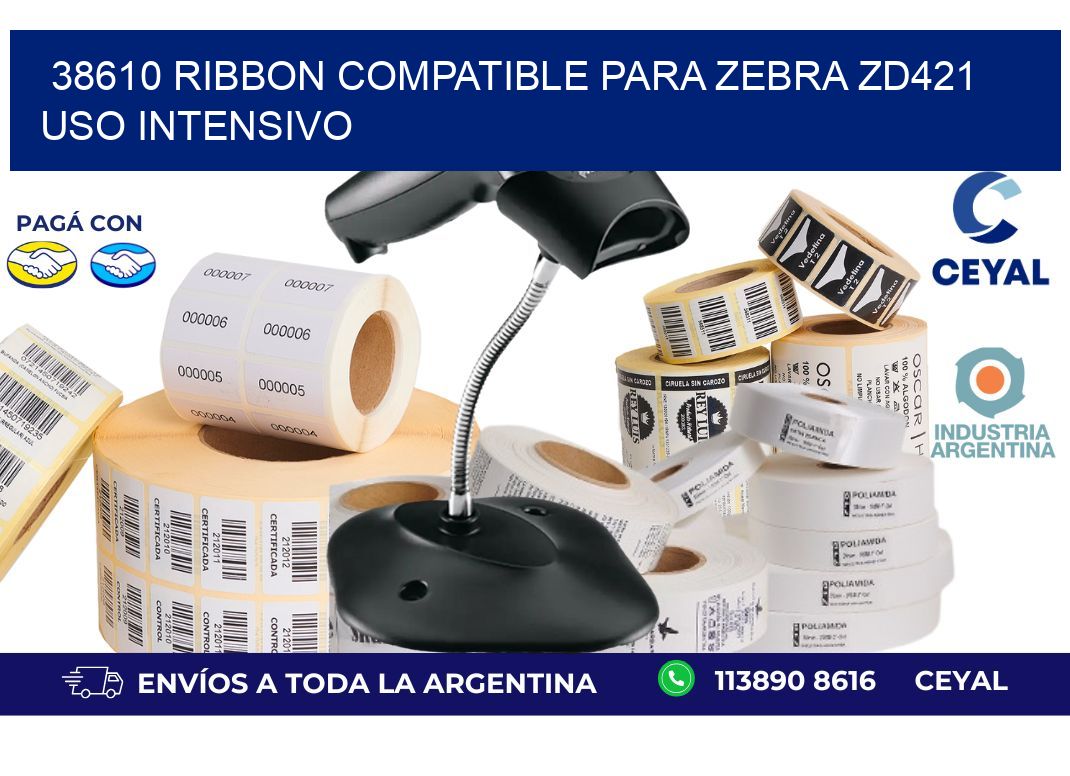38610 ribbon compatible para zebra zd421 uso intensivo