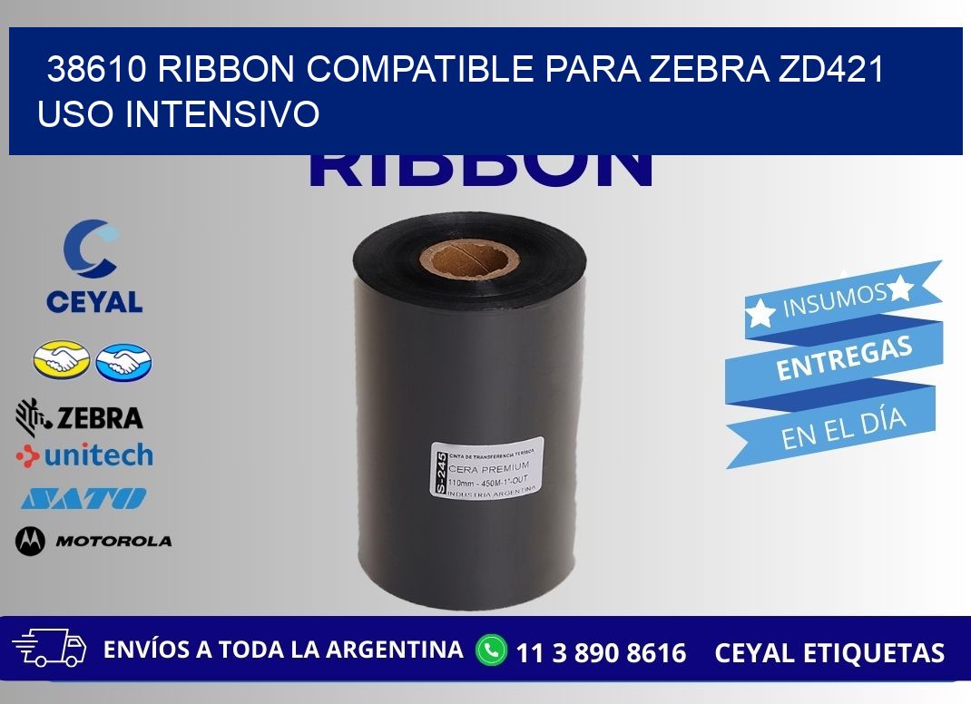 38610 ribbon compatible para zebra zd421 uso intensivo
