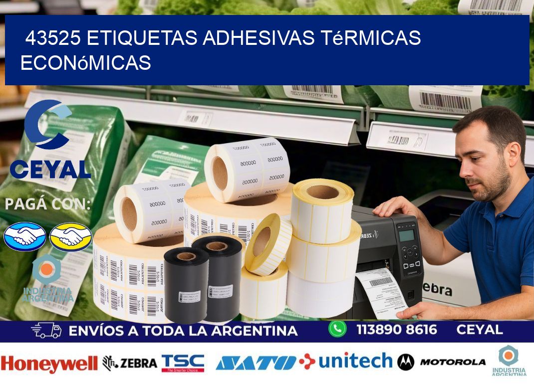 43525 etiquetas adhesivas térmicas económicas