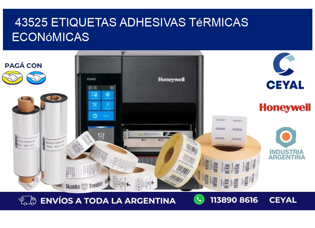 43525 etiquetas adhesivas térmicas económicas