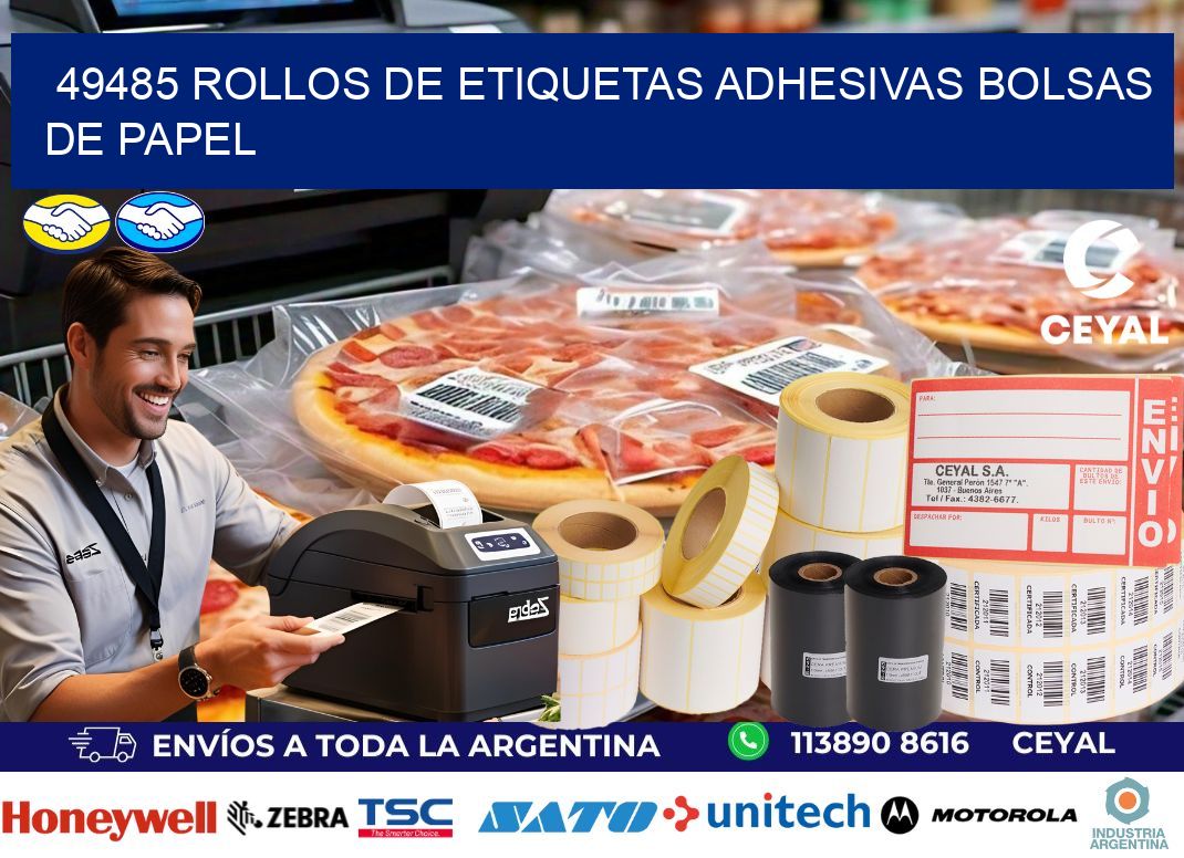 49485 rollos de etiquetas adhesivas bolsas de papel