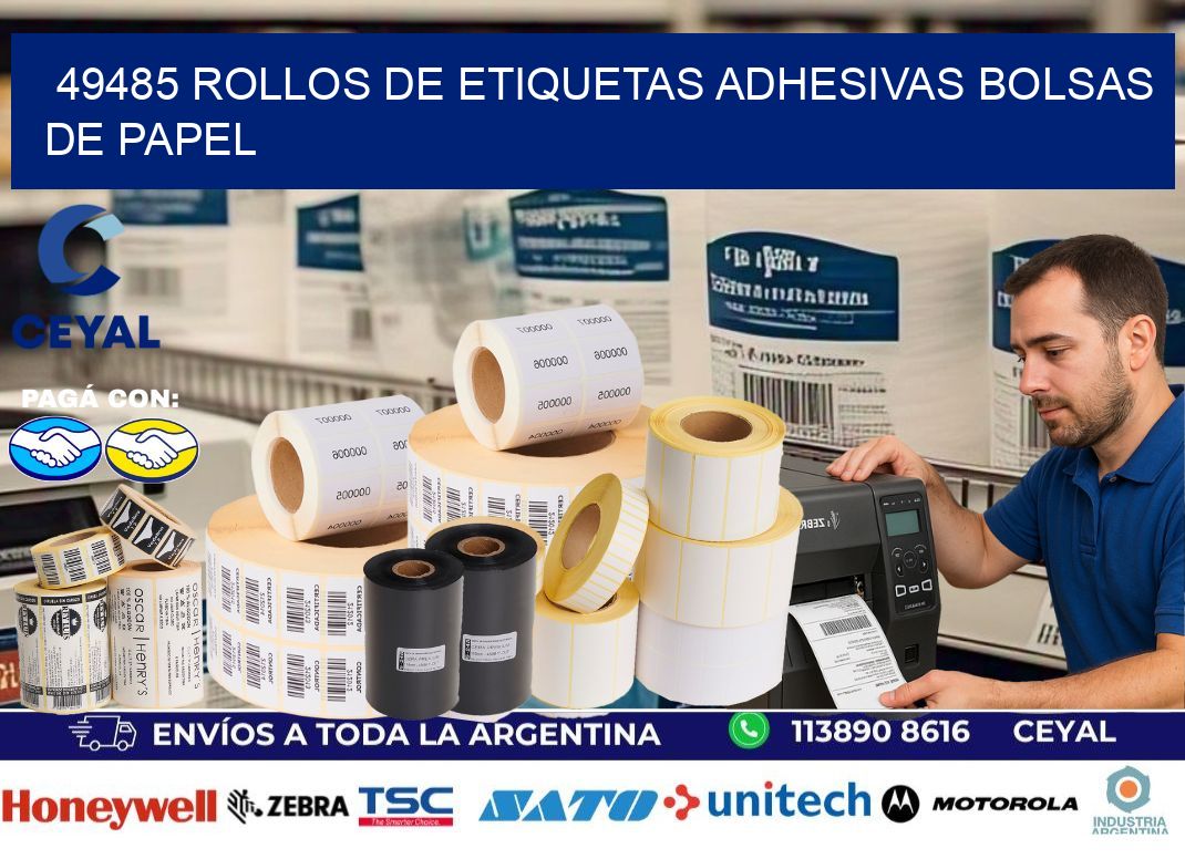 49485 rollos de etiquetas adhesivas bolsas de papel