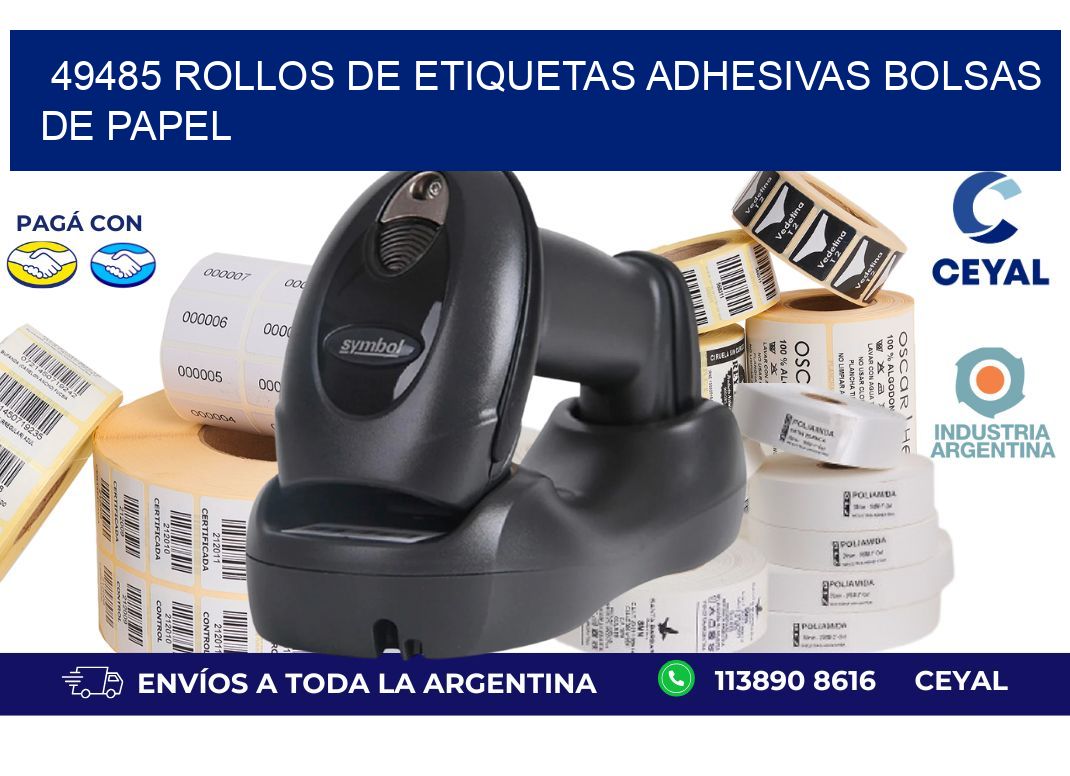 49485 rollos de etiquetas adhesivas bolsas de papel