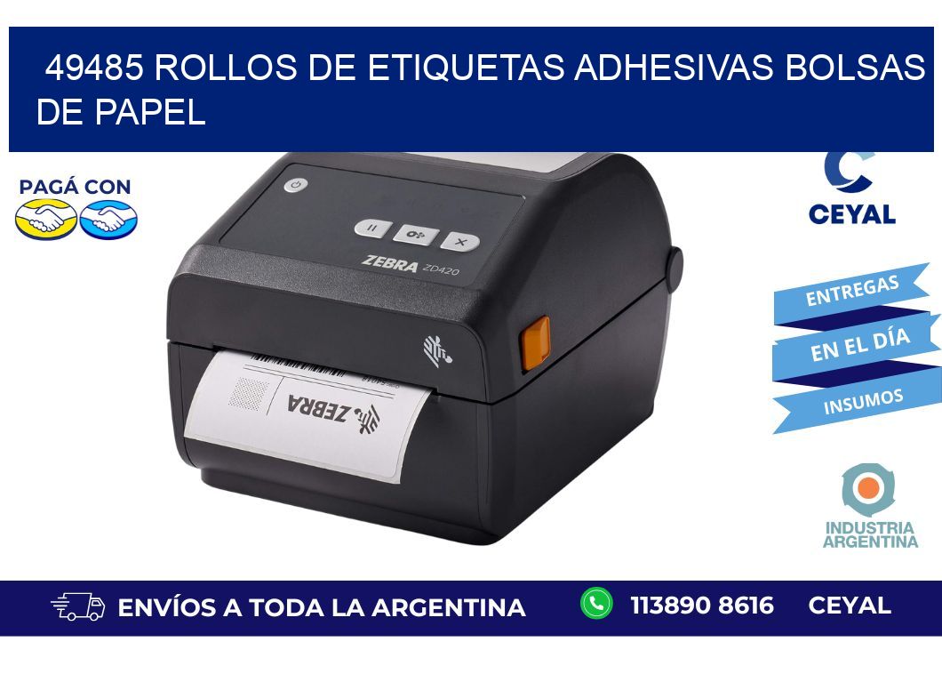 49485 rollos de etiquetas adhesivas bolsas de papel