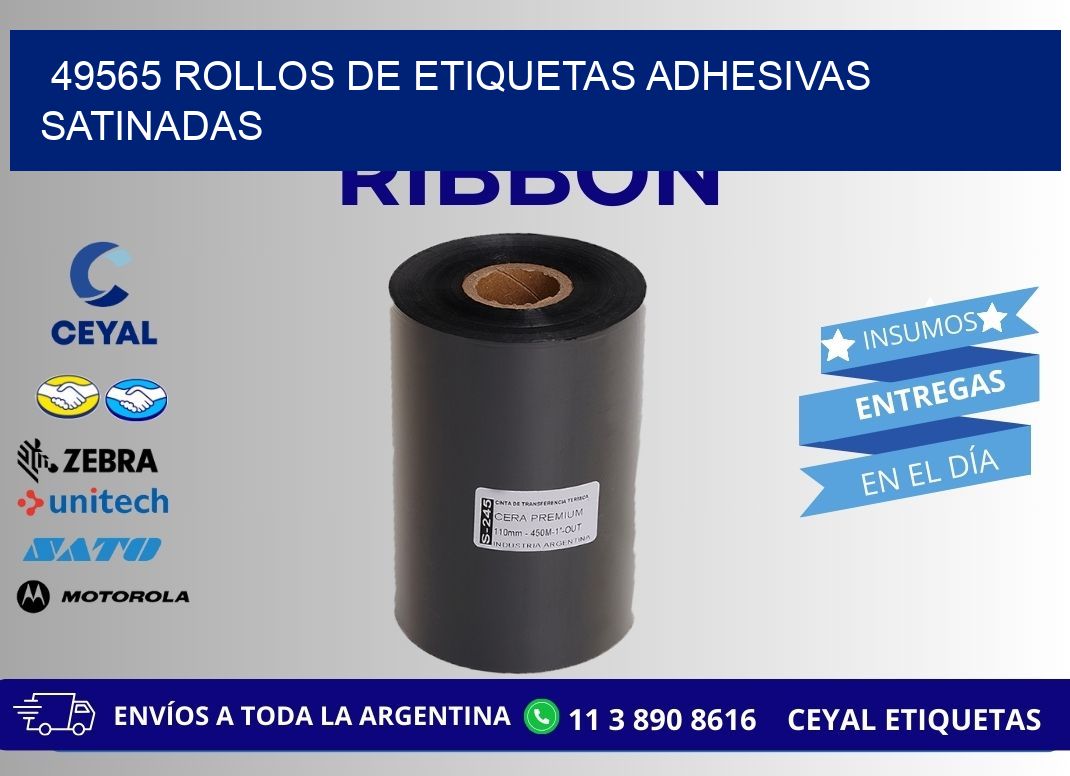 49565 rollos de etiquetas adhesivas satinadas