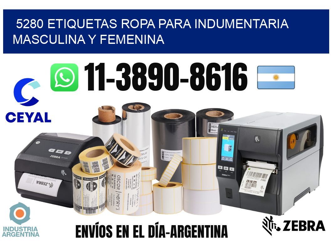 5280 Etiquetas ropa para indumentaria masculina y femenina