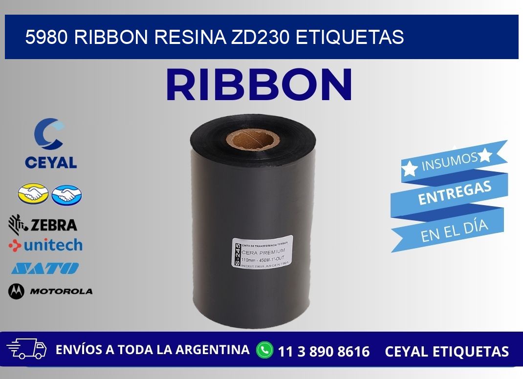 5980 ribbon resina zd230 etiquetas