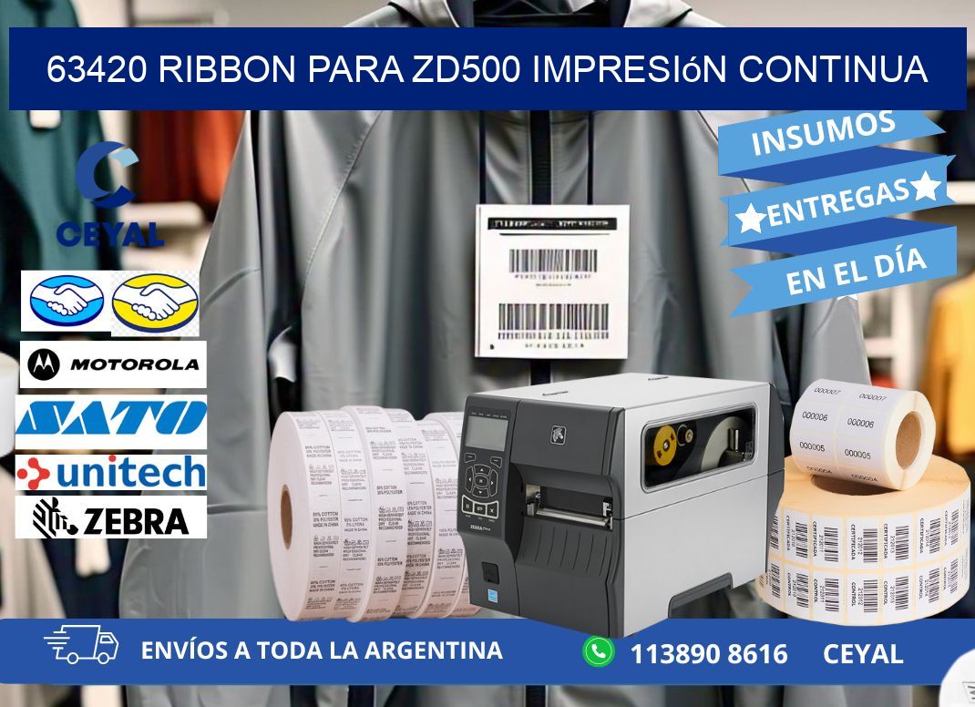 63420 ribbon para zd500 impresión continua