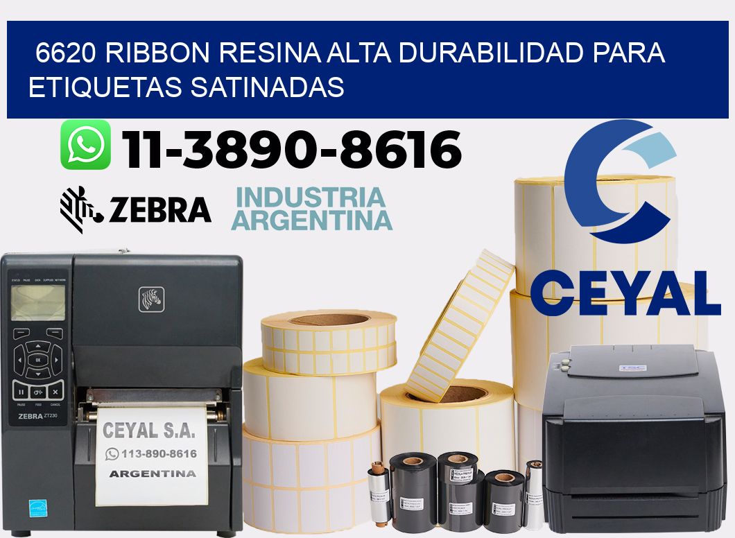 6620 ribbon resina alta durabilidad para etiquetas satinadas