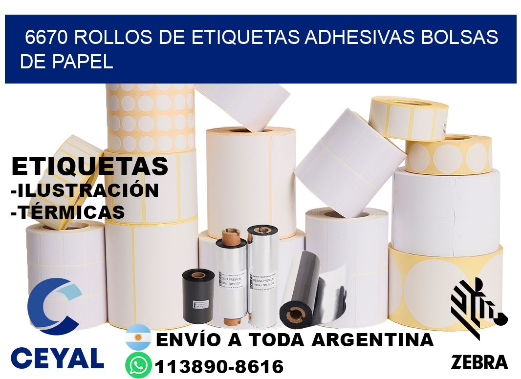 6670 rollos de etiquetas adhesivas bolsas de papel