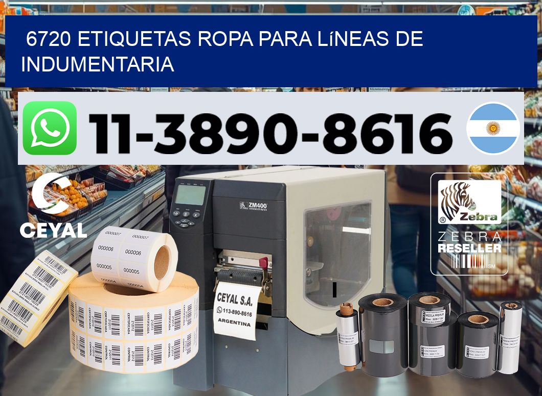 6720 Etiquetas ropa para líneas de indumentaria