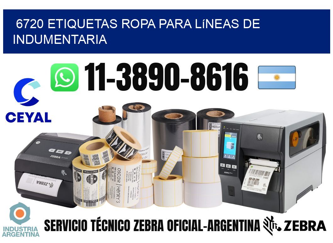 6720 Etiquetas ropa para líneas de indumentaria