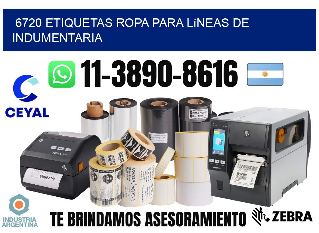 6720 Etiquetas ropa para líneas de indumentaria