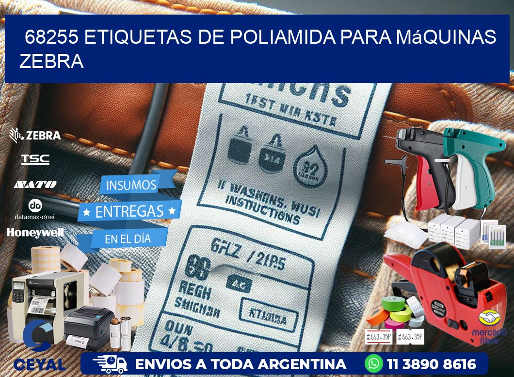 68255 etiquetas de poliamida para máquinas Zebra