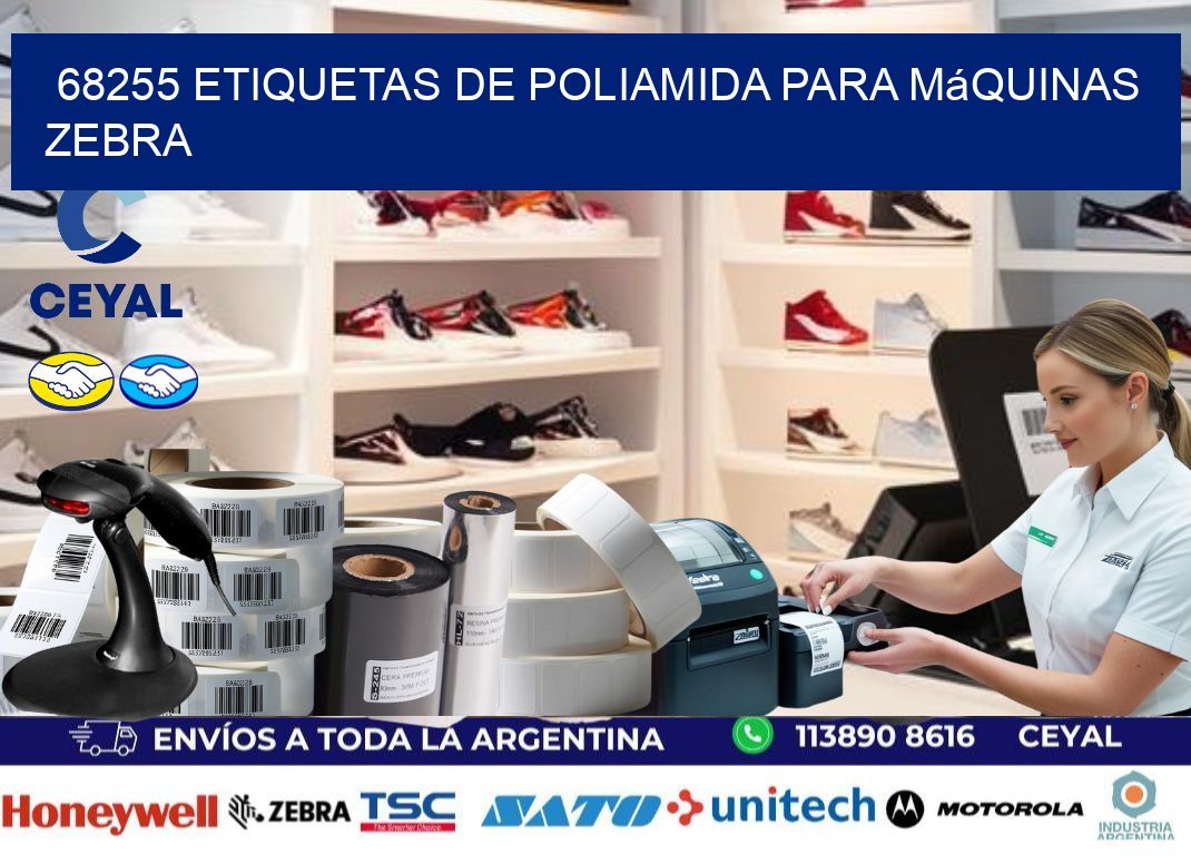 68255 etiquetas de poliamida para máquinas Zebra