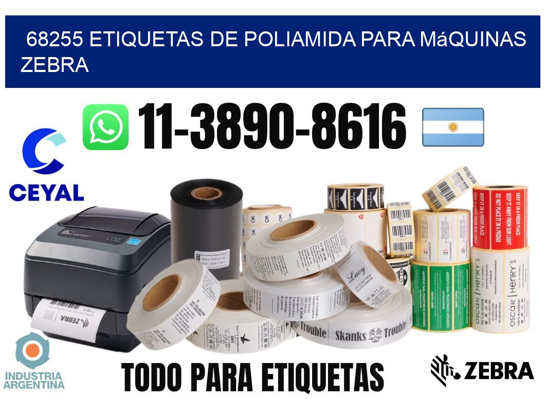 68255 etiquetas de poliamida para máquinas Zebra