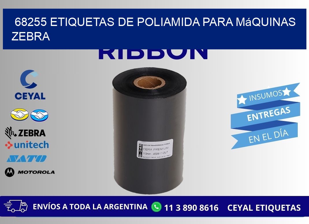 68255 etiquetas de poliamida para máquinas Zebra