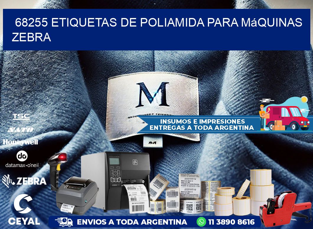 68255 etiquetas de poliamida para máquinas Zebra
