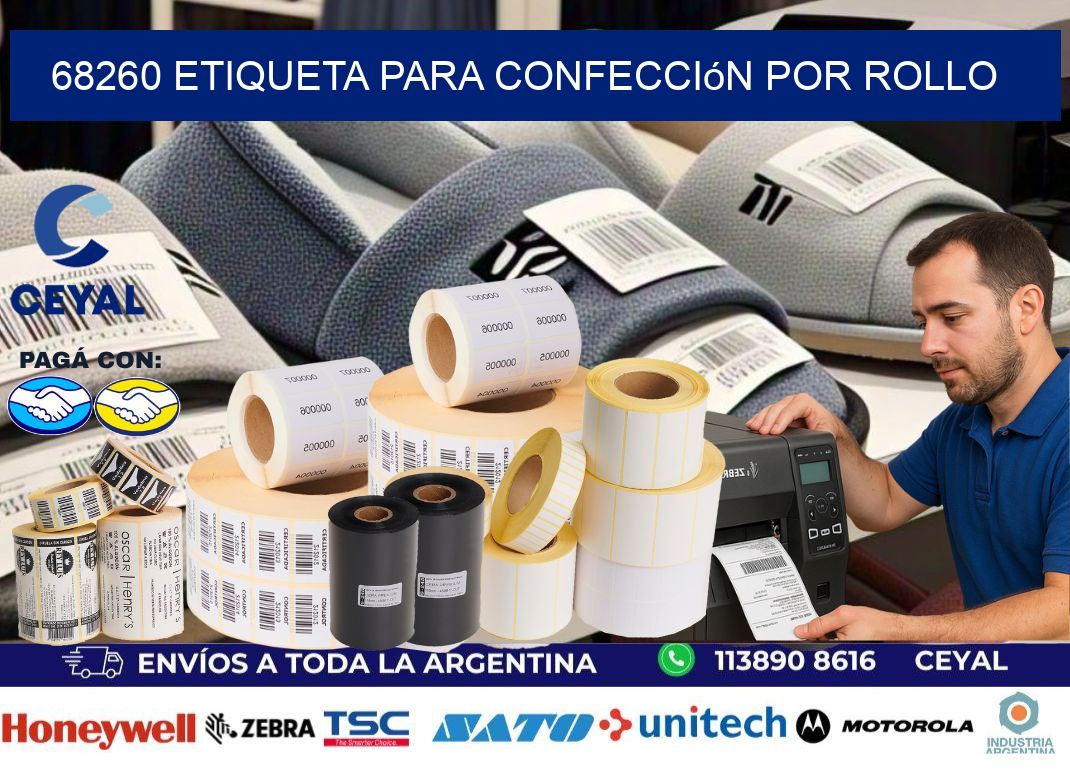 68260 etiqueta para confección por rollo