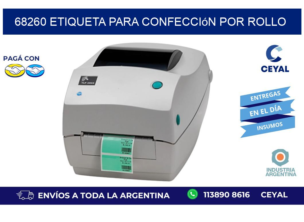 68260 etiqueta para confección por rollo