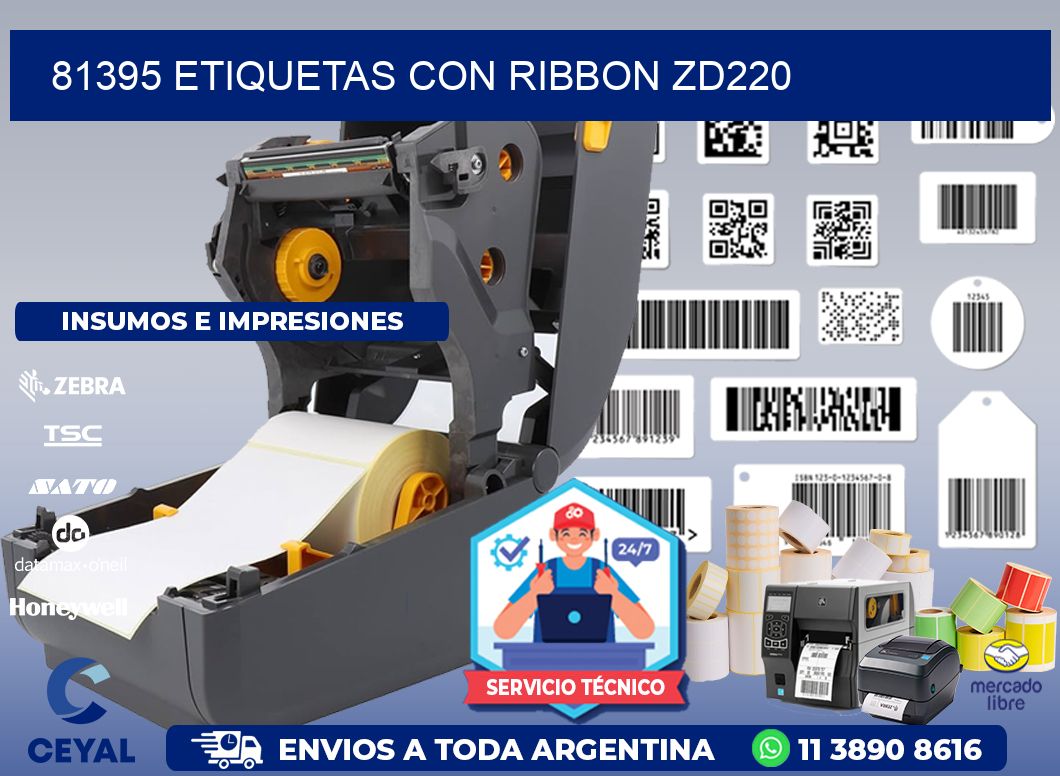 81395 etiquetas con ribbon zd220