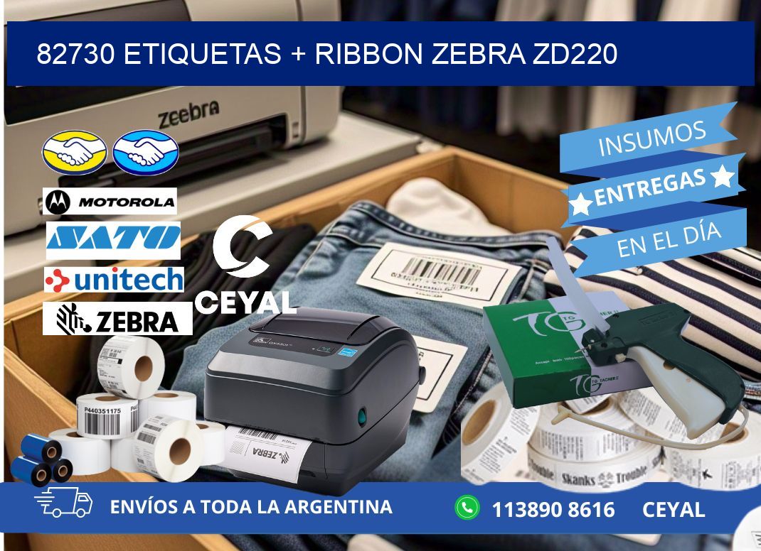 82730 etiquetas + ribbon zebra zd220