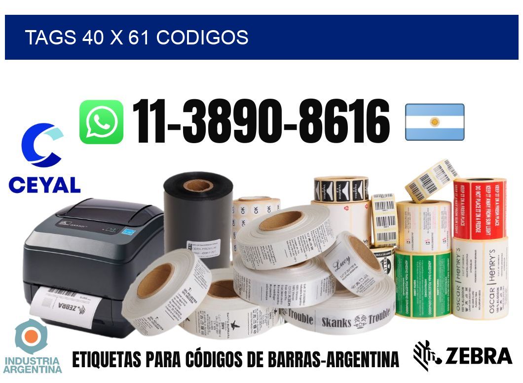 tags 40 x 61 codigos