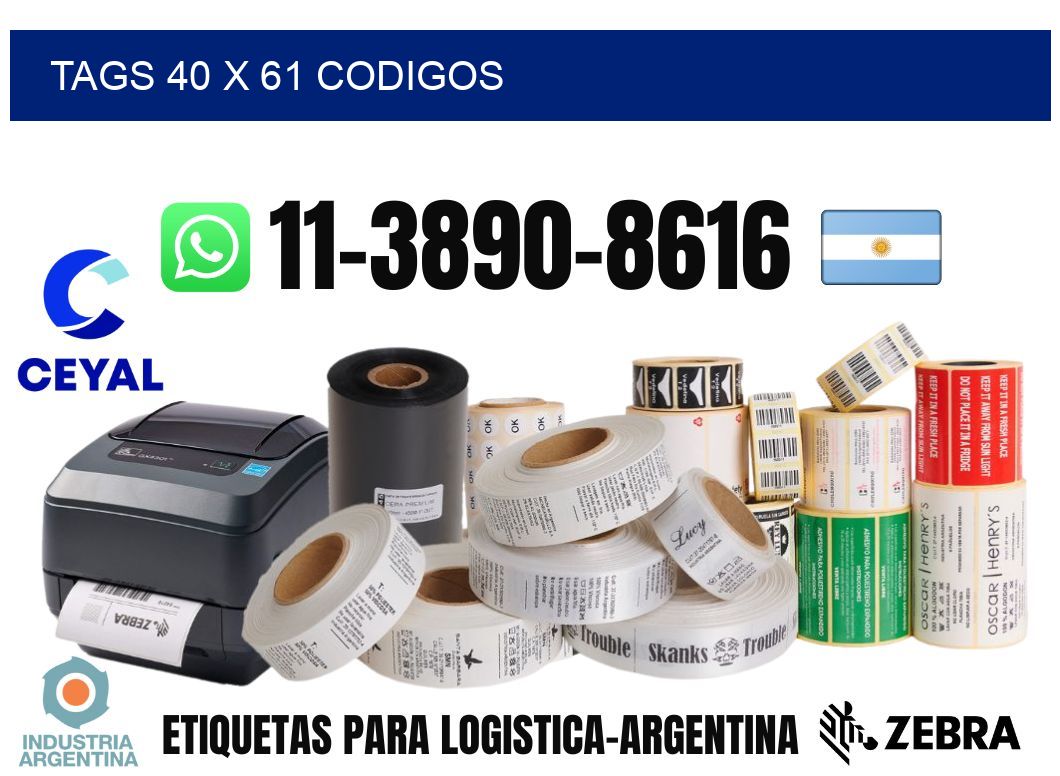 tags 40 x 61 codigos