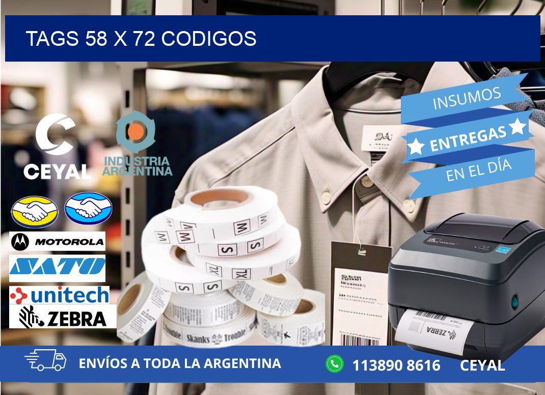 tags 58 x 72 codigos