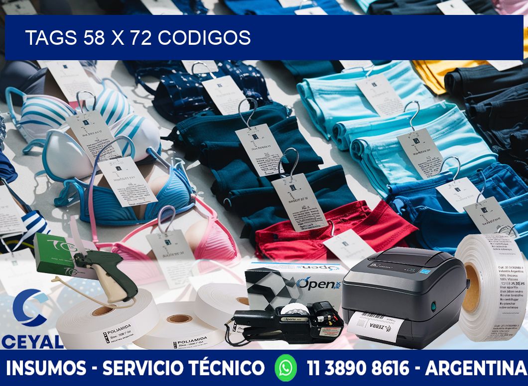 tags 58 x 72 codigos