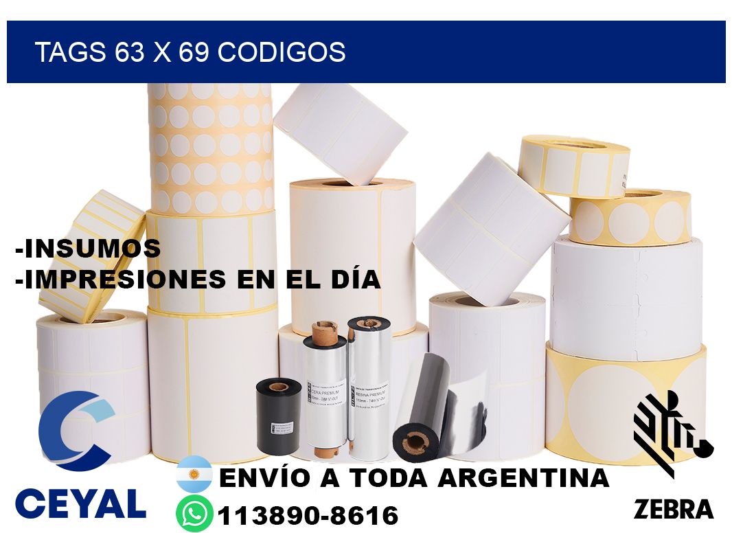 tags 63 x 69 codigos