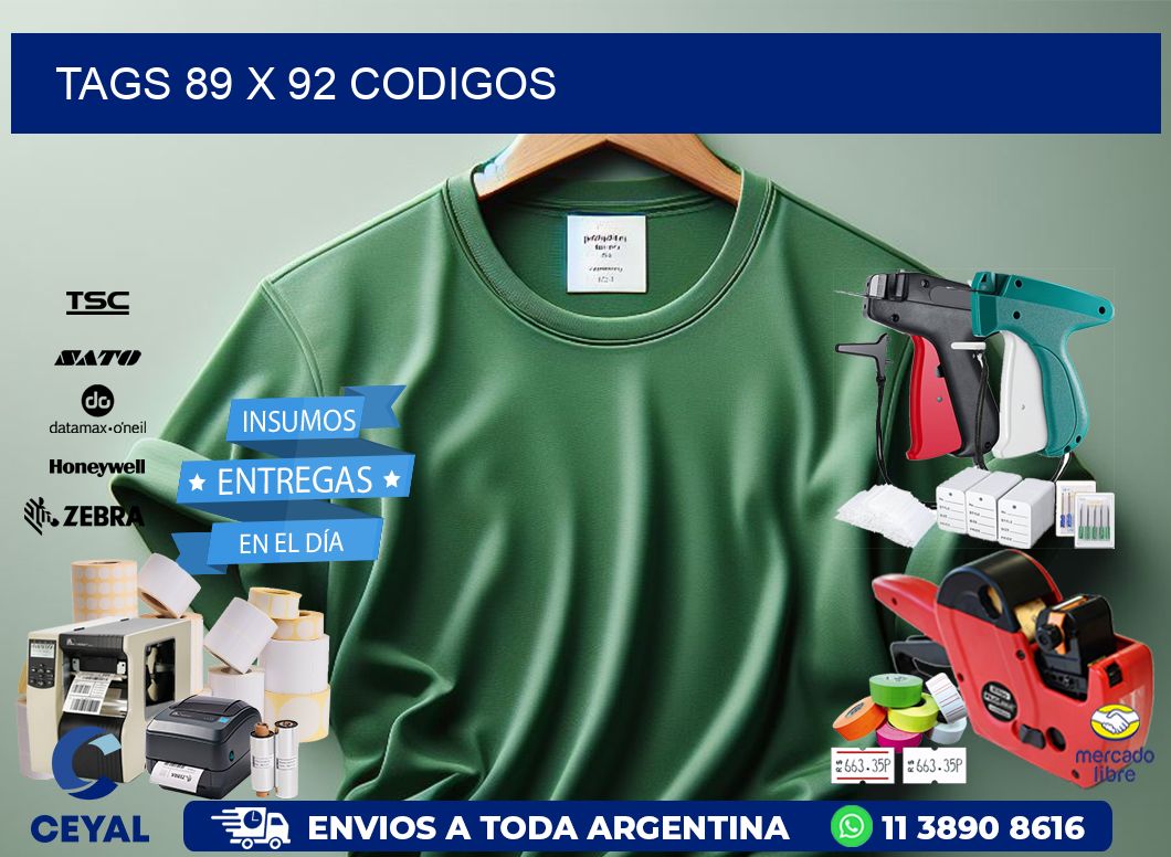 tags 89 x 92 codigos