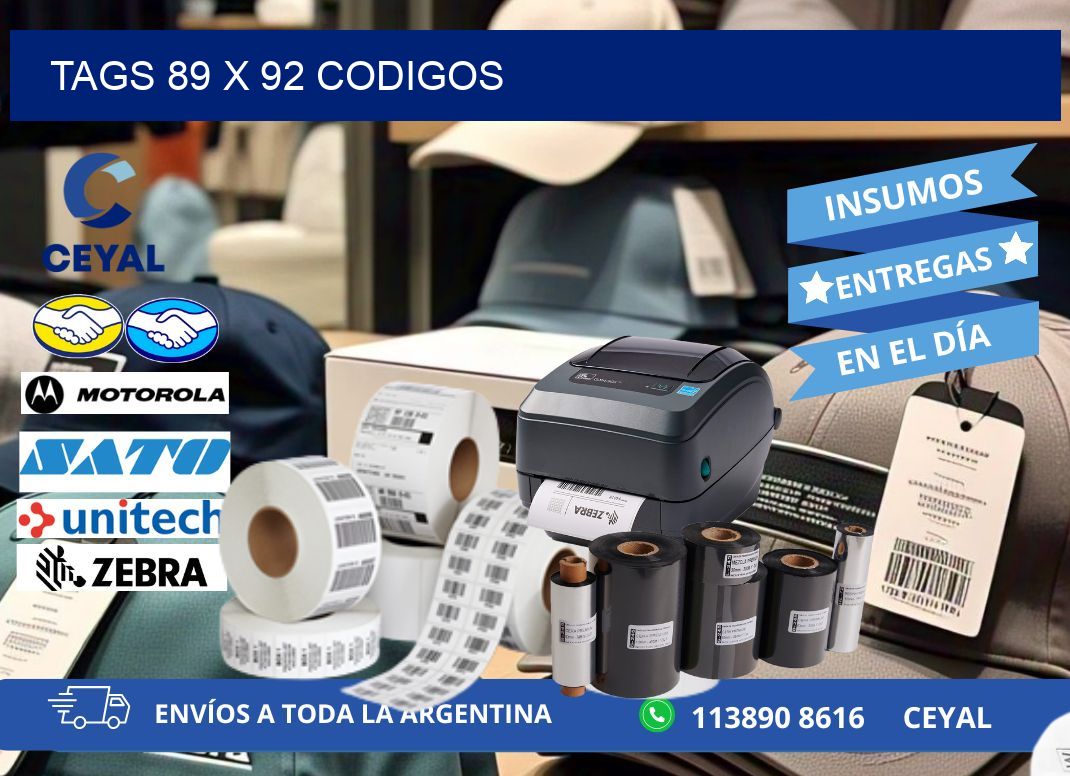 tags 89 x 92 codigos