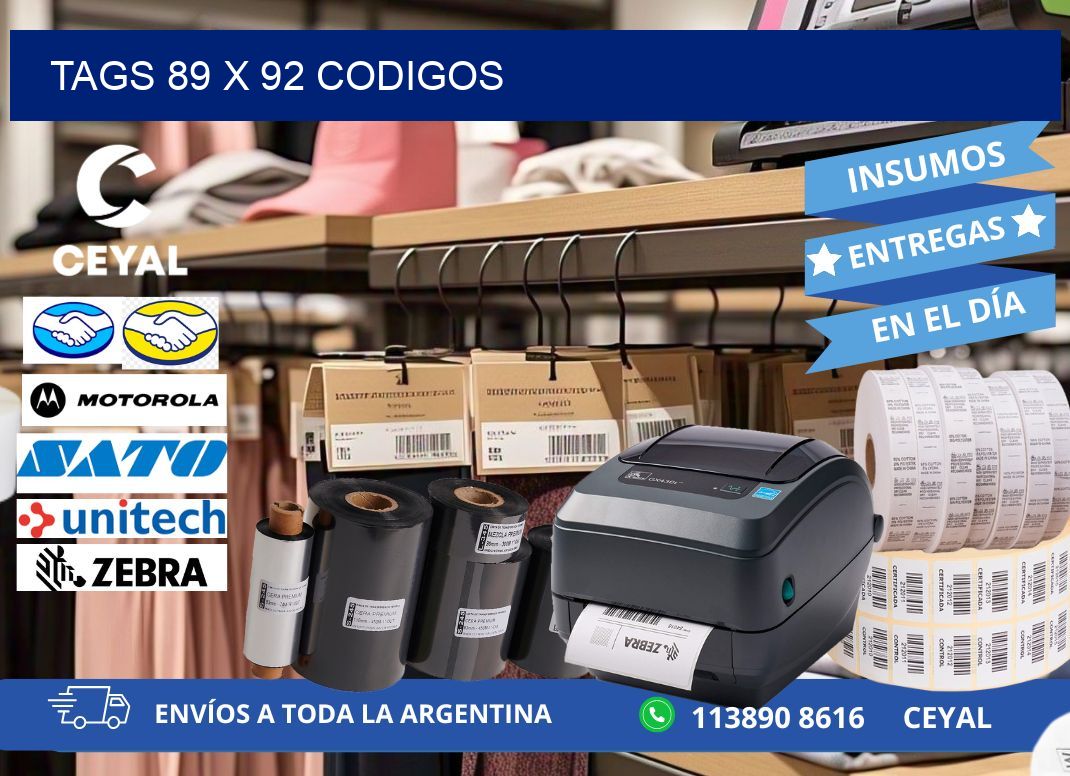 tags 89 x 92 codigos