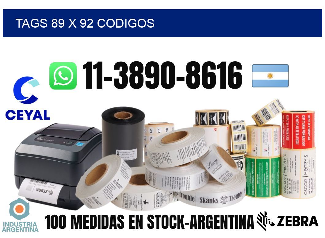 tags 89 x 92 codigos