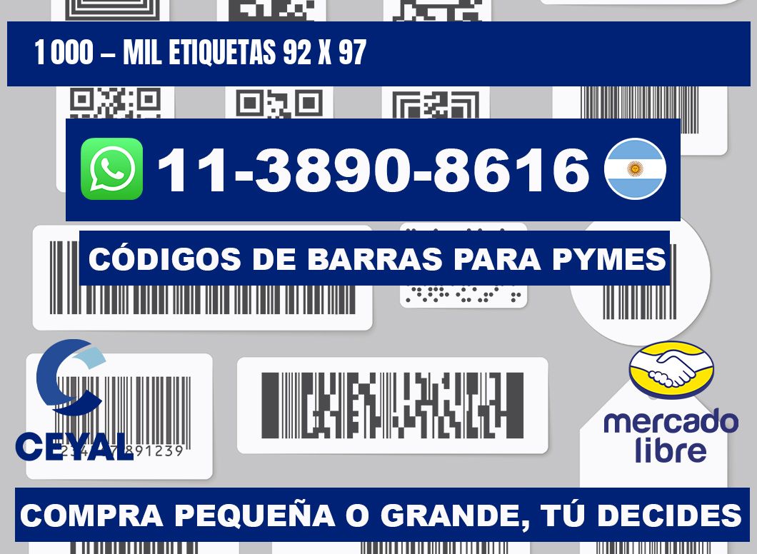 1 000 — mil etiquetas 92 x 97