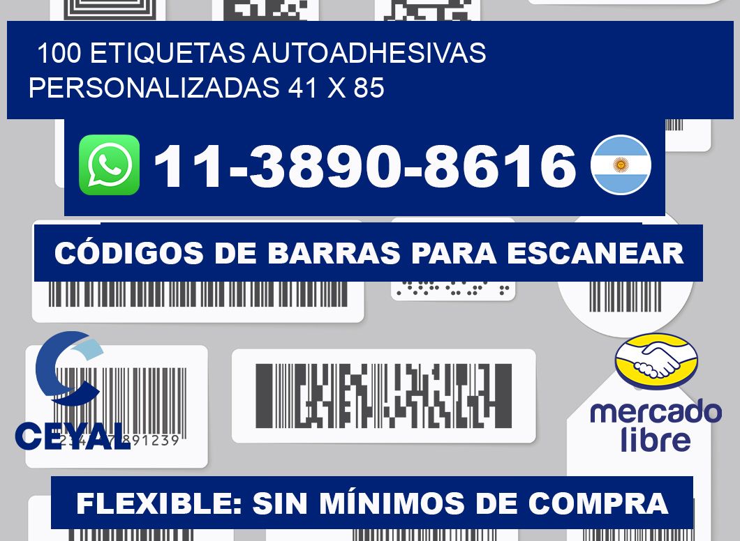 100 Etiquetas autoadhesivas personalizadas 41 x 85