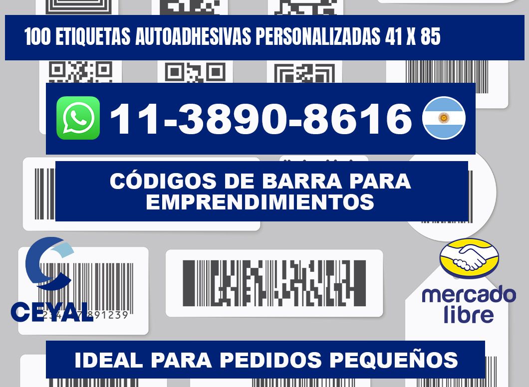 100 Etiquetas autoadhesivas personalizadas 41 x 85
