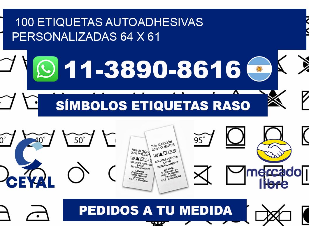 100 Etiquetas autoadhesivas personalizadas 64 x 61
