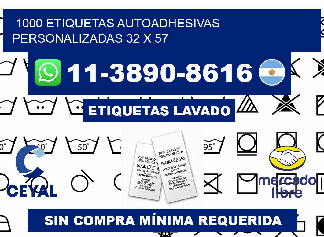 1000 Etiquetas autoadhesivas personalizadas 32 x 57