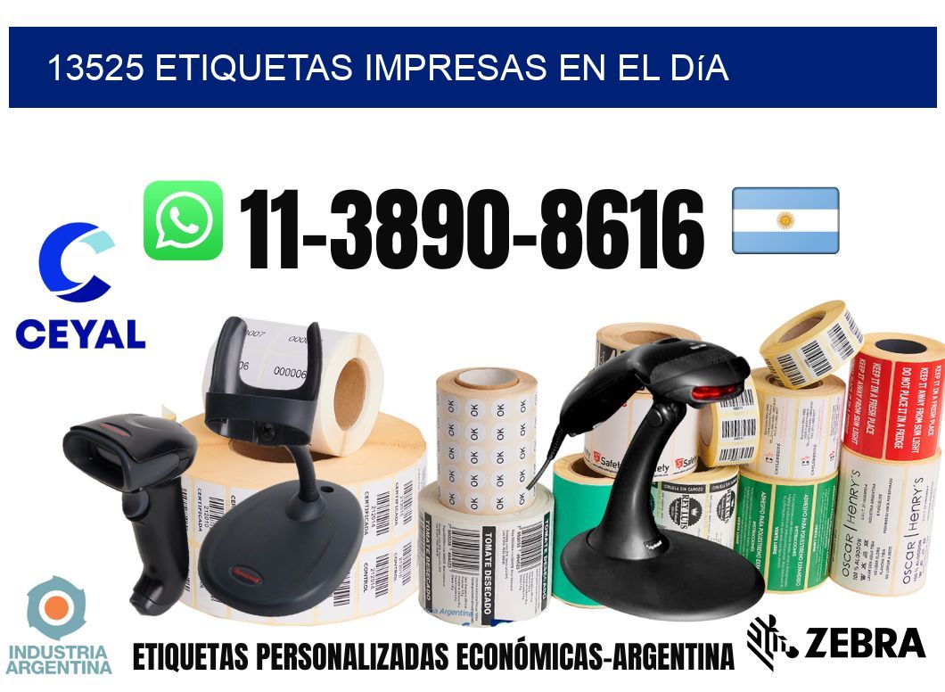 13525 Etiquetas impresas en el día