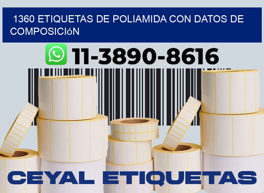 1360 Etiquetas de poliamida con datos de composición