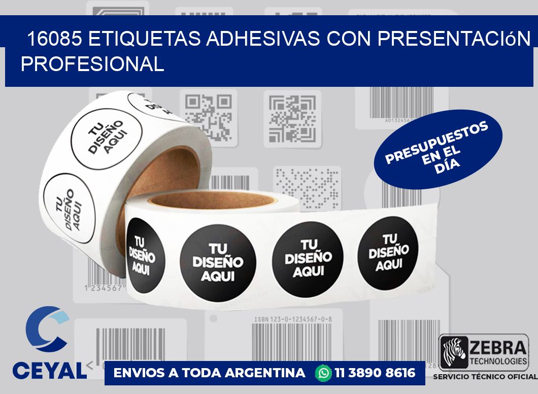 16085 Etiquetas adhesivas con presentación profesional